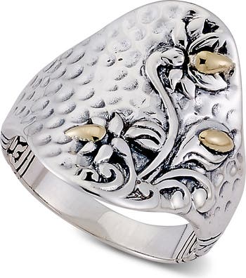 SAMUEL B. Sterling Silver & 18K Gold Floral Hammered Ring | Nordstromrack