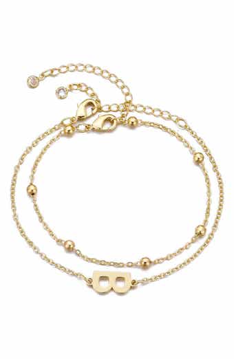 Adornia 2-Piece Initial Bead Chain Bracelet Set