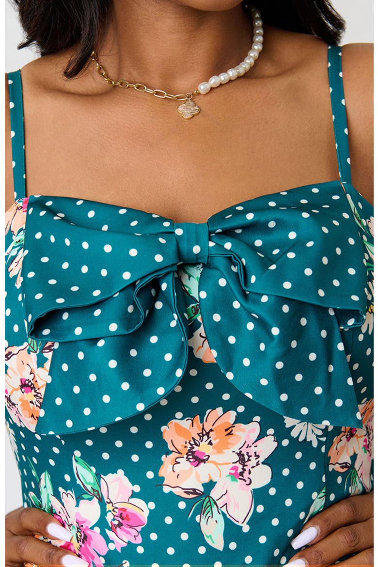 Plus Size 1950s Two Tier Sweetheart Dress, Alternate, color, Blue Floral print