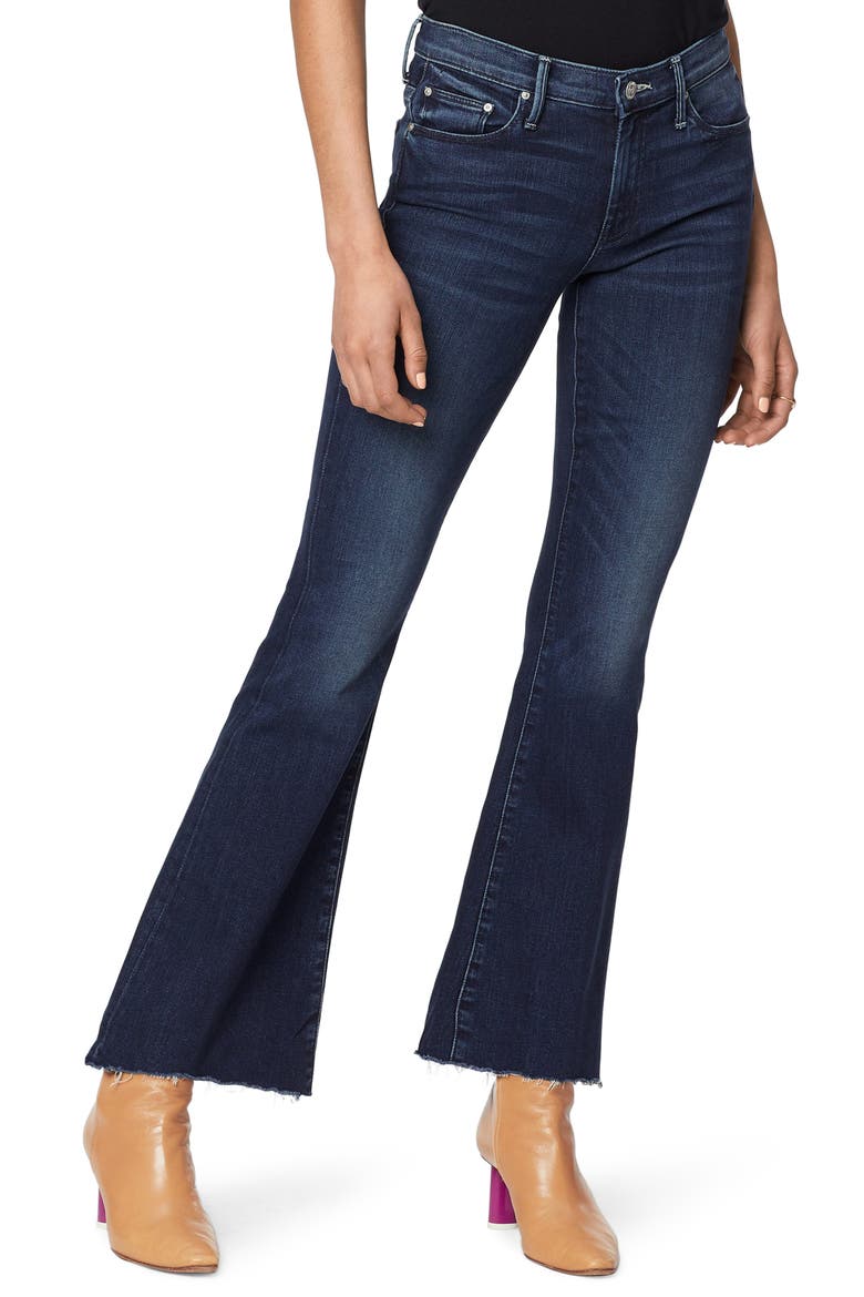 The Weekend High Waist Fray Hem Flare Jeans, Main, color, TONGUE AND CHIC