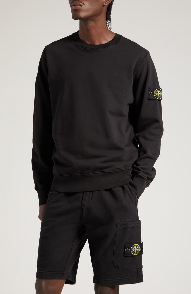Stone Island Compass Logo Cotton Crewneck Sweatshirt, Alternate, color, 