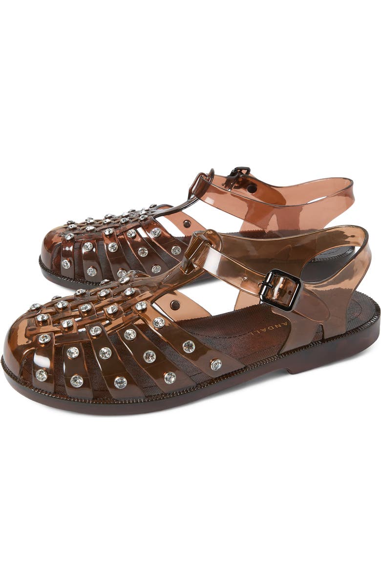 Loeffler Randall Rhys Studded Jelly Sandal, Alternate, color, Brown/ Clear