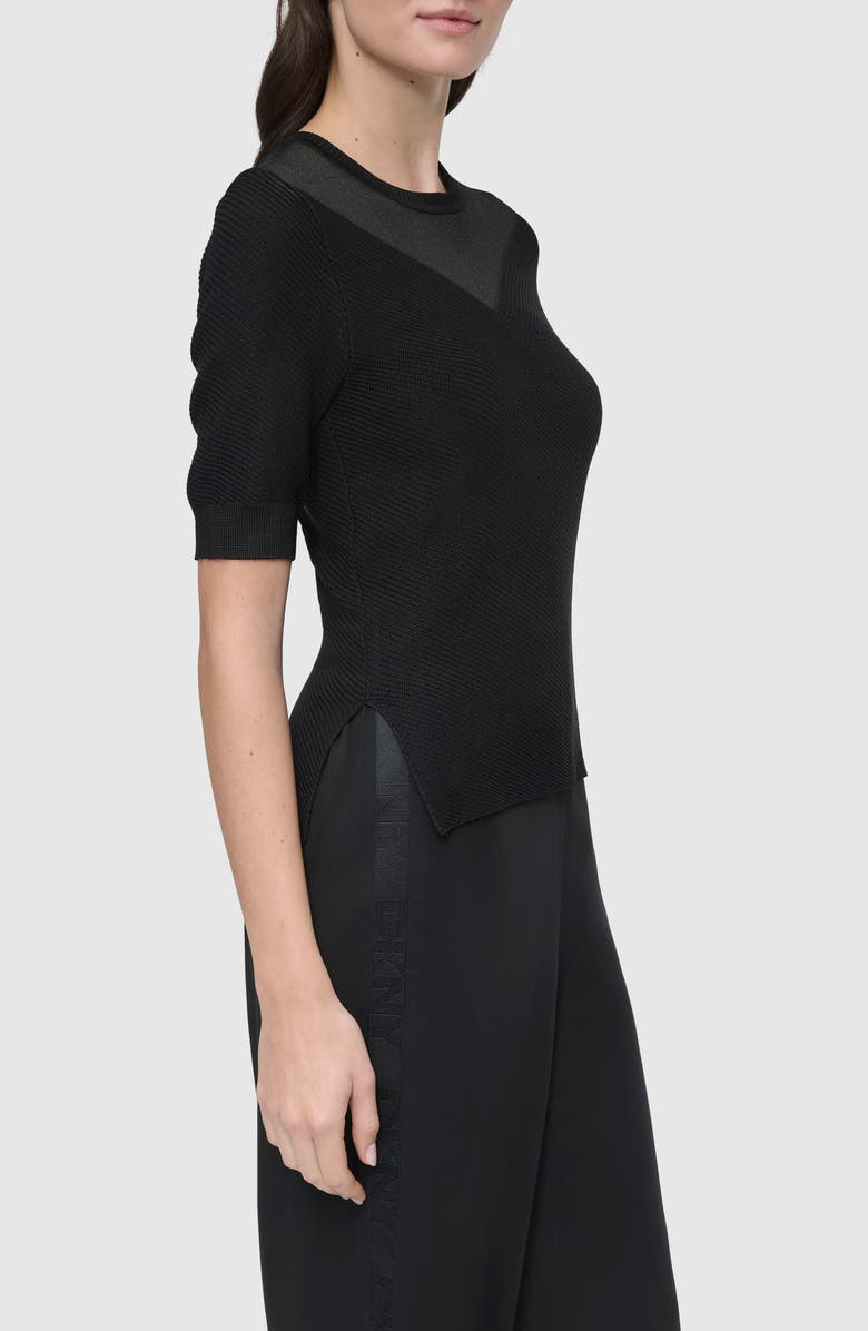 DKNY Illusion Neck Short Sleeve Sweater, Alternate, color, 