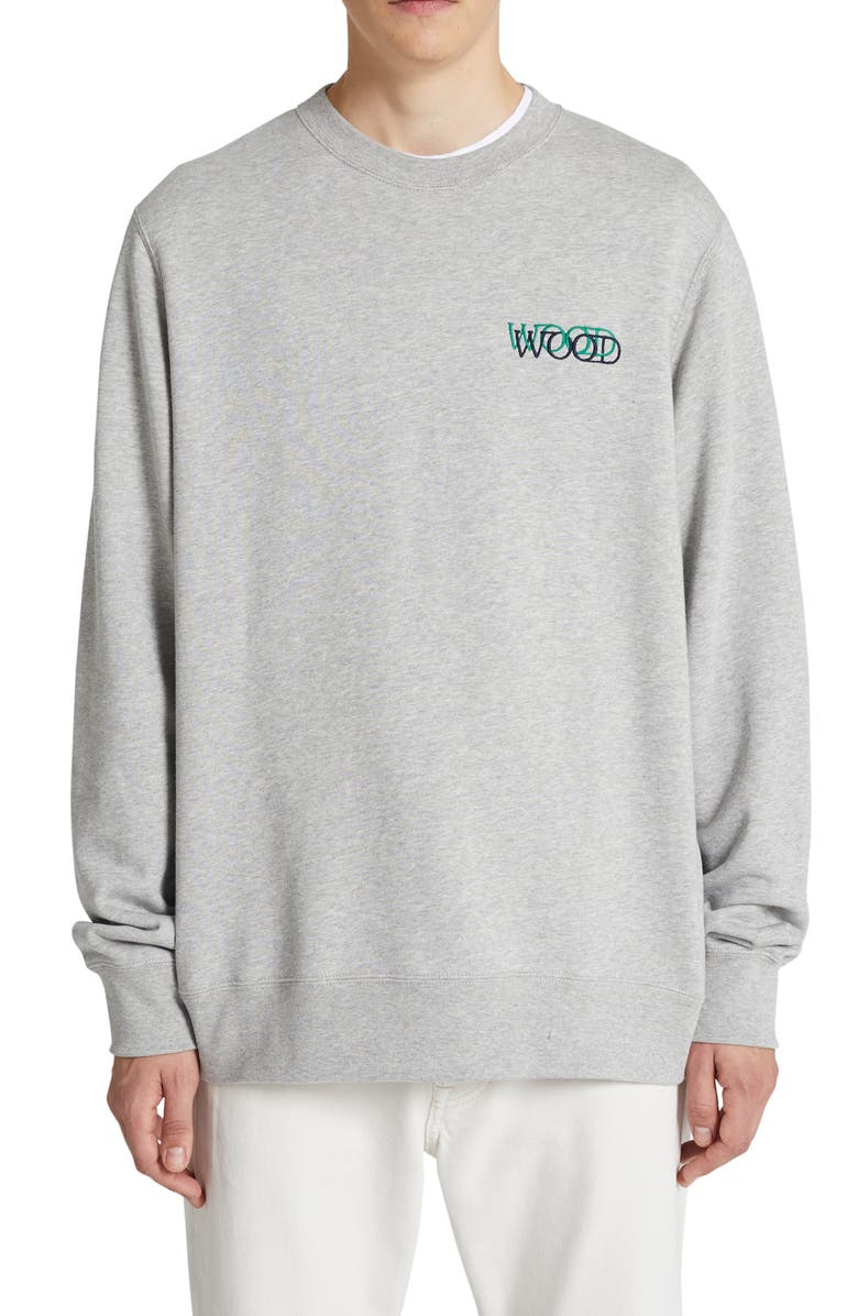 Wood Wood Hugh Oversize Embroidered Logo Organic Cotton Crewneck Sweatshirt, Main, color,