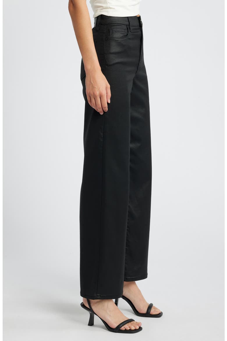 Coated Wide Leg Dad Jeans, Alternate, color, BLACK