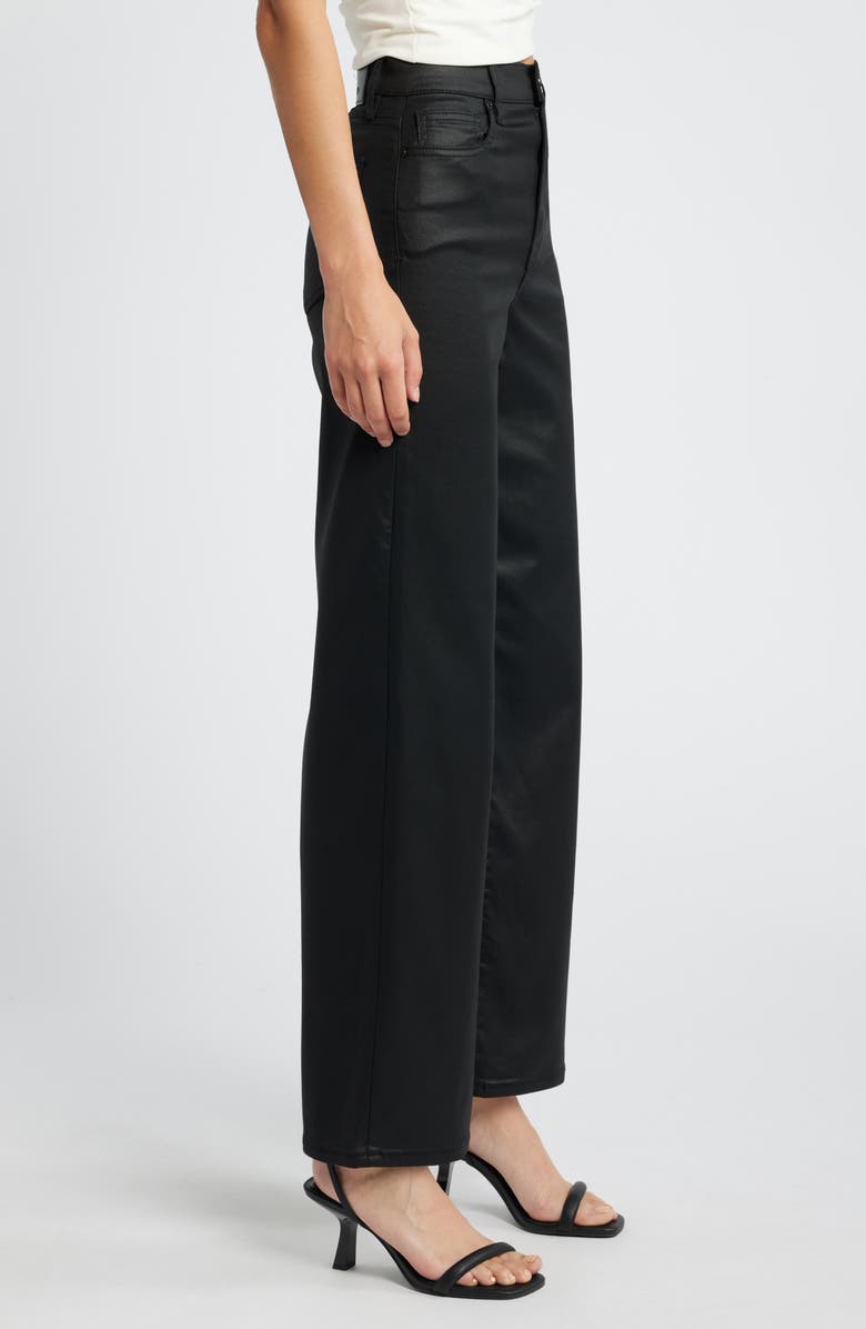 HIDDEN JEANS Coated Wide Leg Dad Jeans, Alternate, color, Black