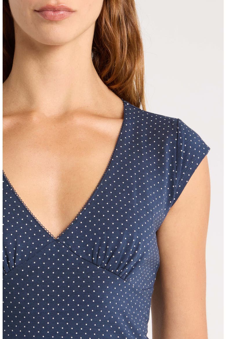 Lace Trim T-Shirt, Alternate, color, NAVY POLKA DOT