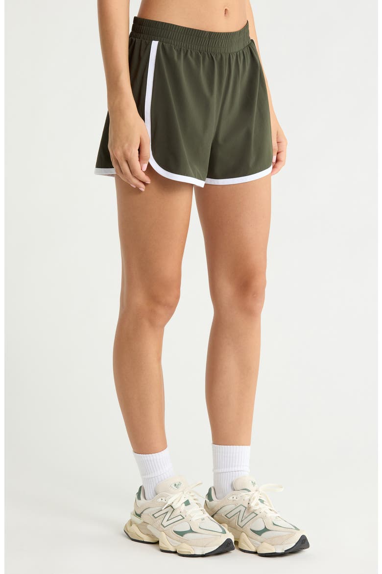 Go Retro Shorts, Alternate, color, OLIVE INK/ TRUE WHITE