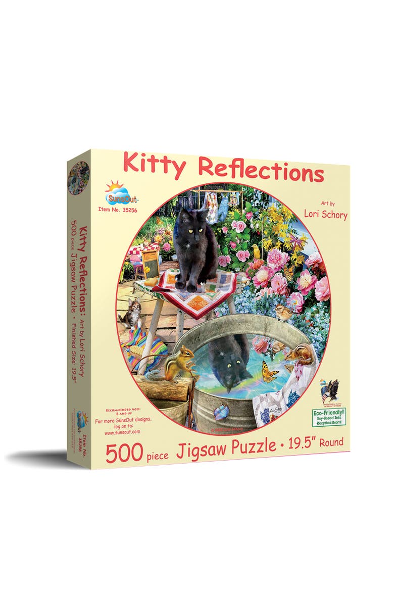 Sunsout Kitty Reflections 500 piece Jigsaw Puzzle for Adults Round, Main, color, Multicolor