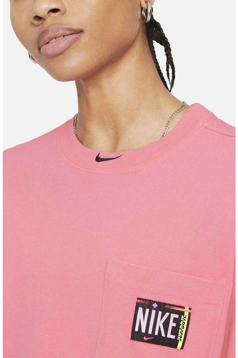 Sportswear Washed T-Shirt Dress, Alternate, color, SUNSET PULSE/ BLACK