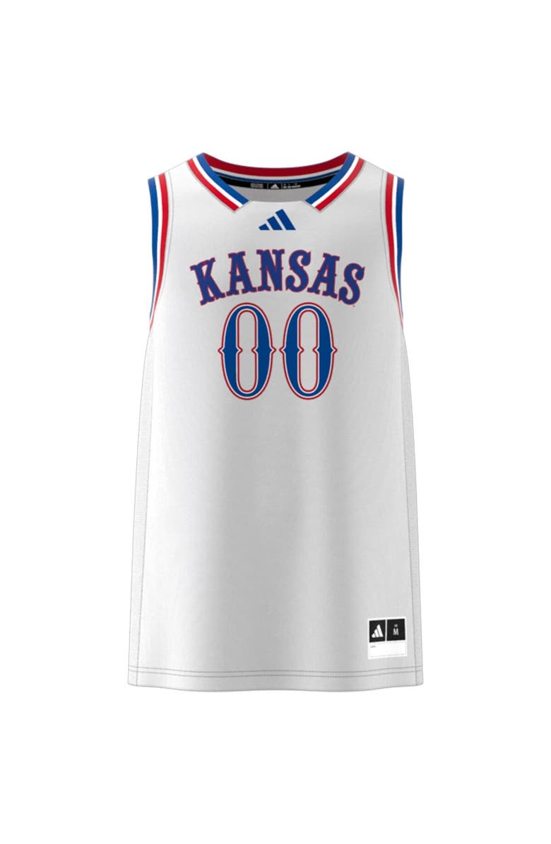 adidas Men's adidas #00 White Kansas Jayhawks Swingman Jersey, Main, color, White