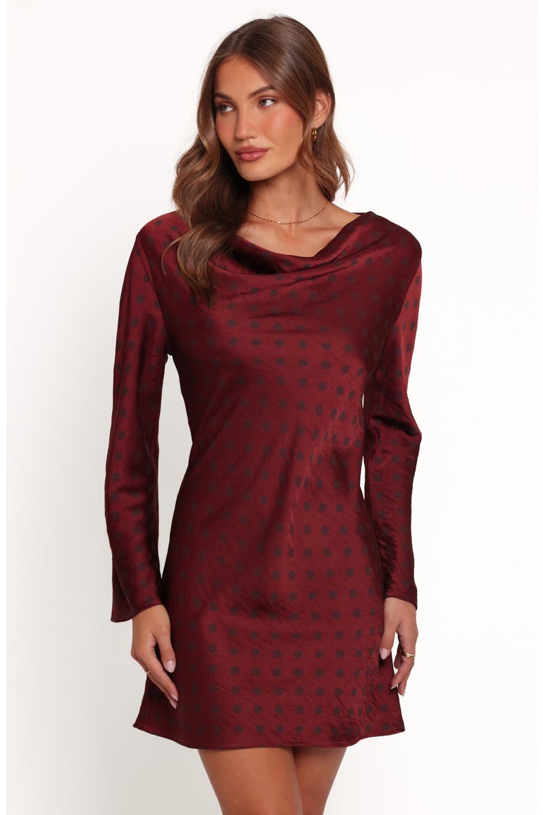 Idalee Long Sleeve Minidress, Alternate, color, BROWN/ MAROON POLKA DOT