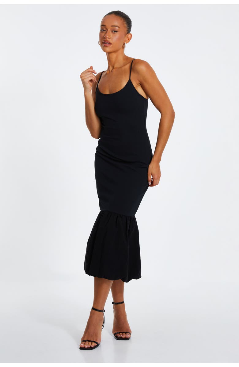 QUIZ Jersey and Bengaline Puffball Strappy Midi Dress, Main, color,