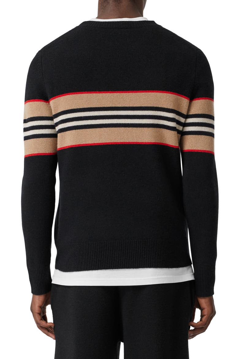 Icon Stripe Cashmere Sweater, Alternate, color, BLACK
