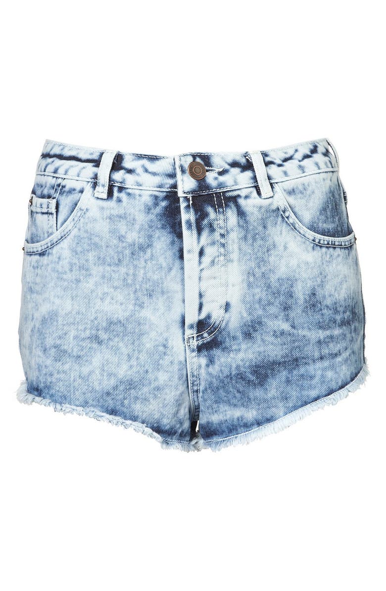 Topshop Moto 'Holly' Acid Wash Denim Shorts, Alternate, color, 