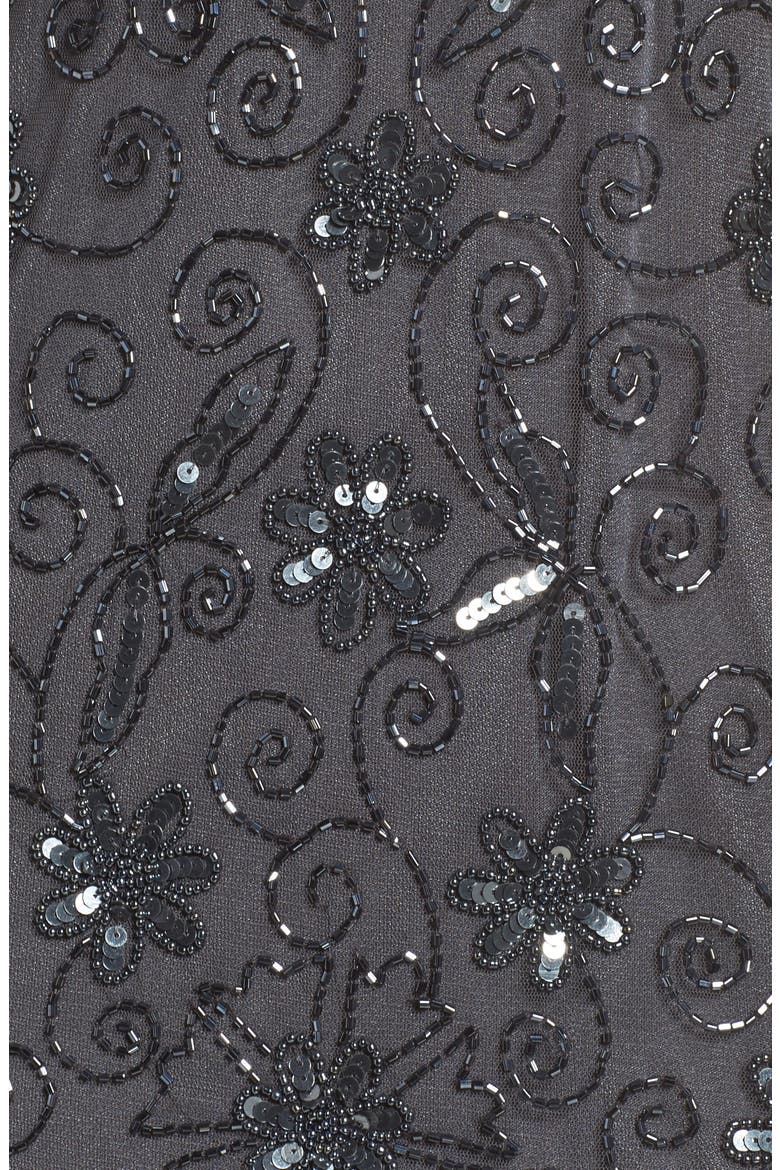 Beaded Mesh Sheath Dress, Alternate, color, SMOKE