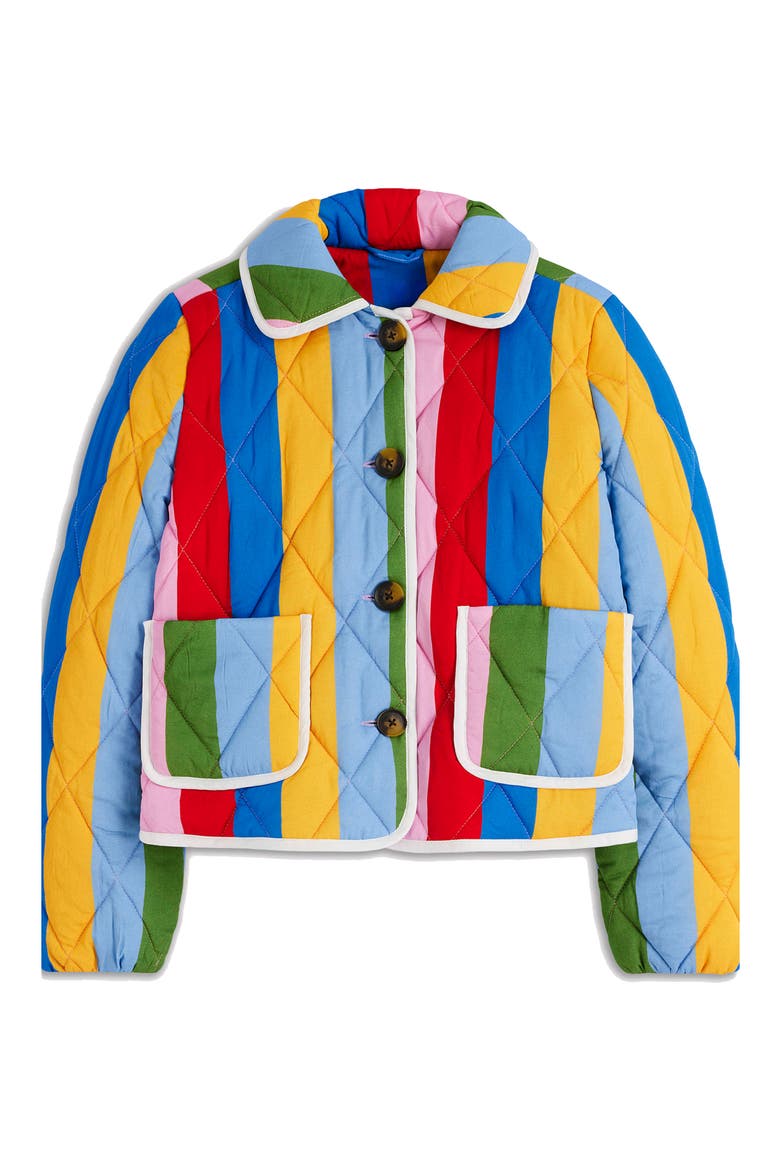 Fitzrovia Stripe Quilted Jacket, Alternate, color, RAINBOW STRIPE