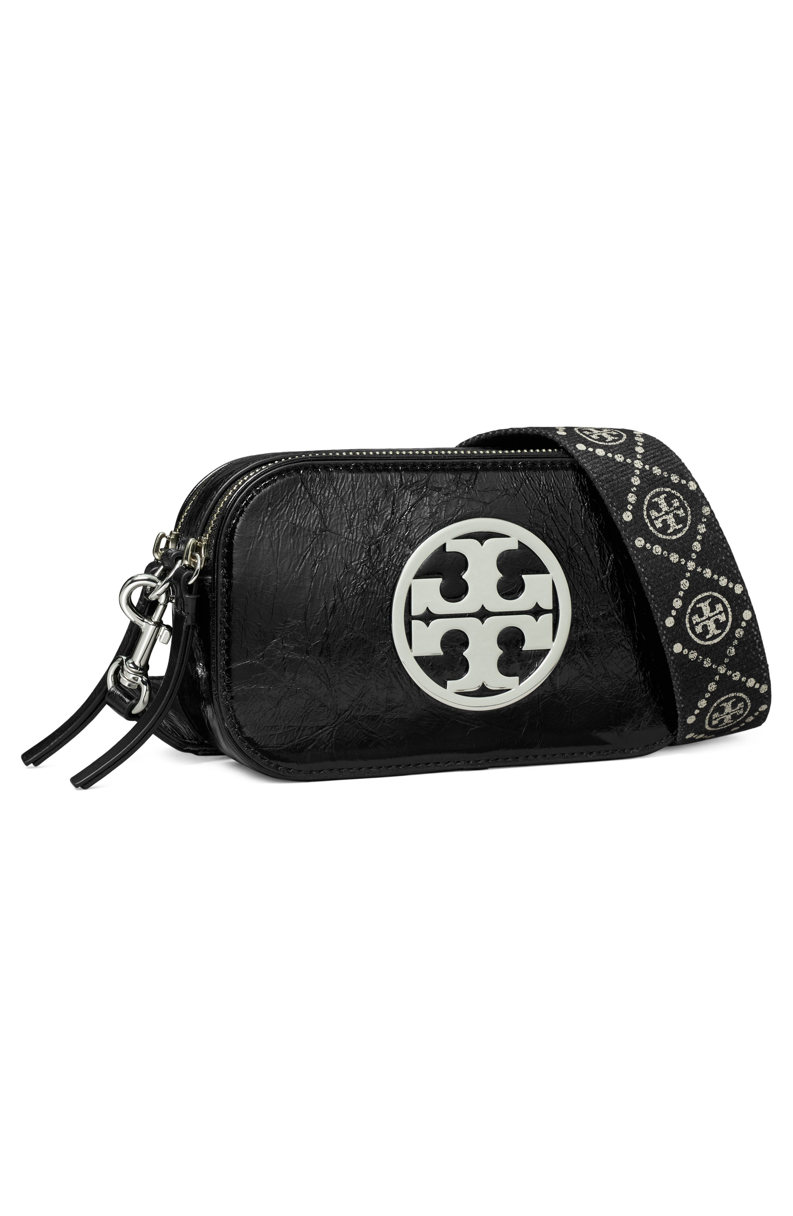 Tory Burch Mini Miller Crinkle Leather Crossbody Bag, Alternate, color, 