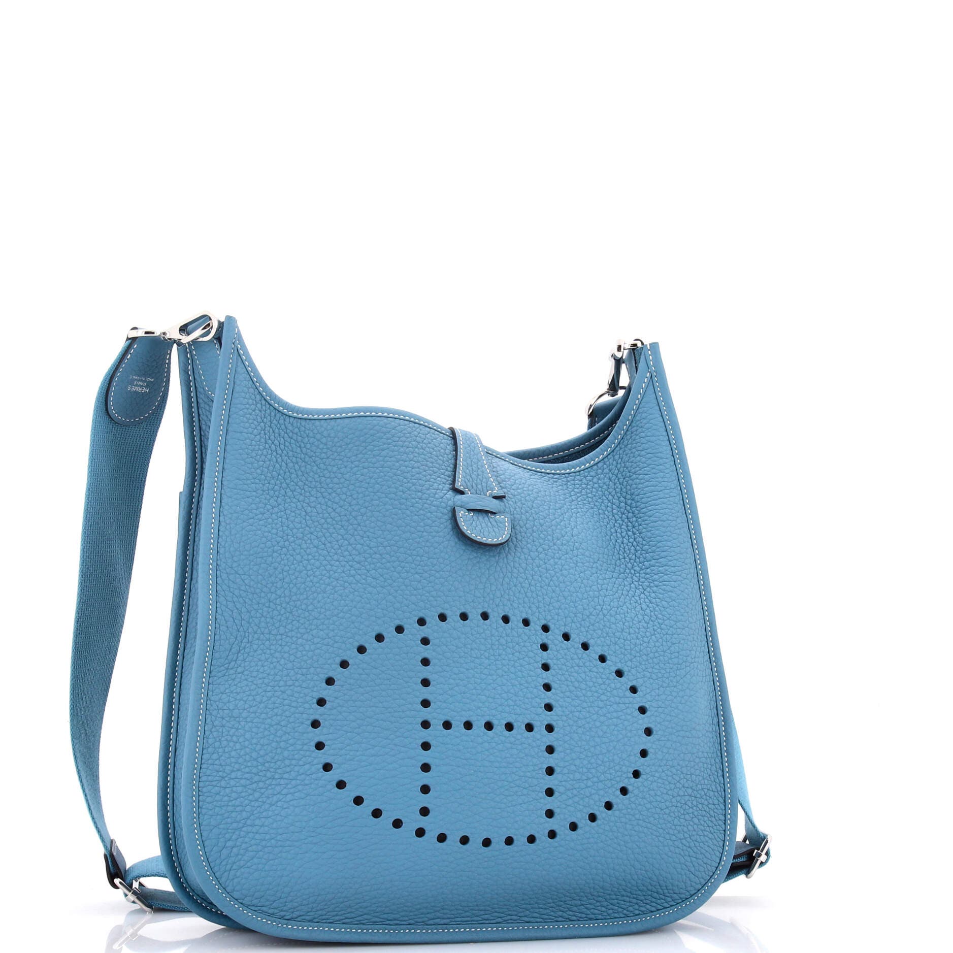 Pre-Owned Hermes Evelyne Bag Gen III Clemence PM, Alternate, color, New Bleu Jean