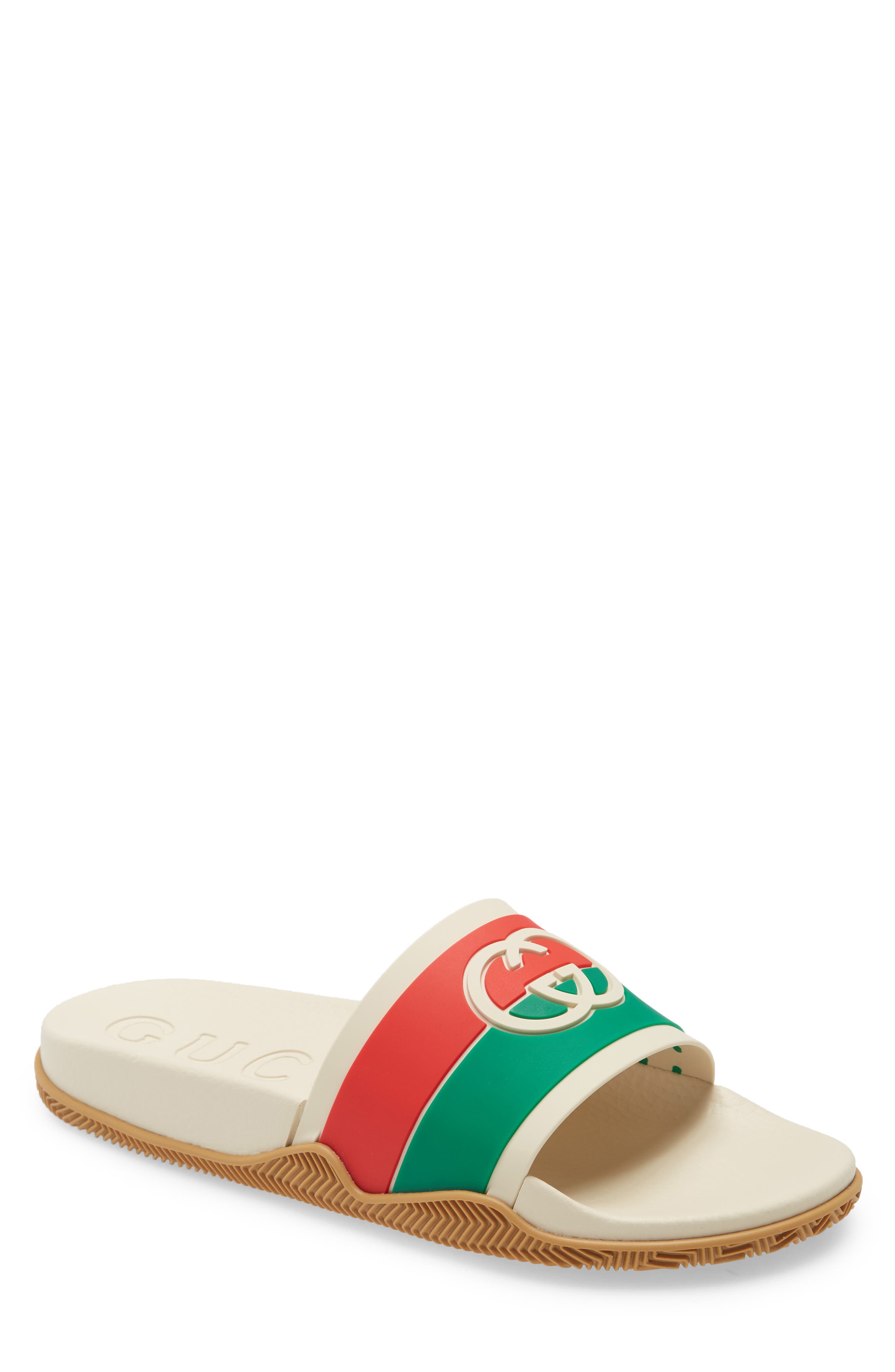 Agrado Slide Sandal, Main, color, CREAM/RED/GREEN