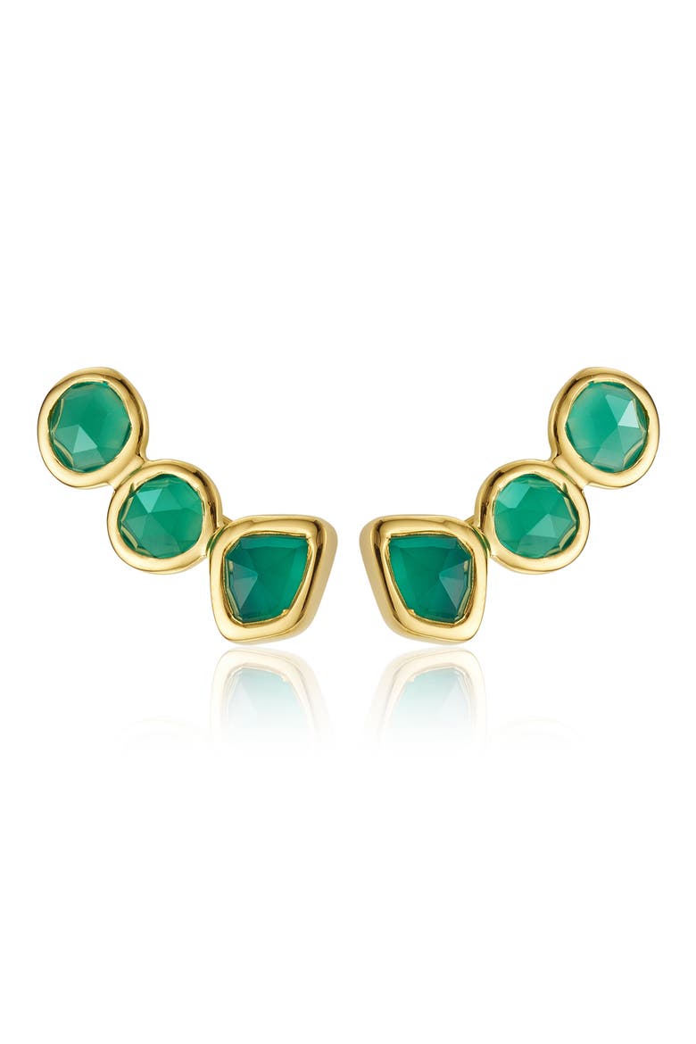 Siren Ear Crawlers, Main, color, YELLOW GOLD/ GREEN ONYX