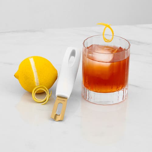 A Bar Above Gold Channel Knife, White Handle In White