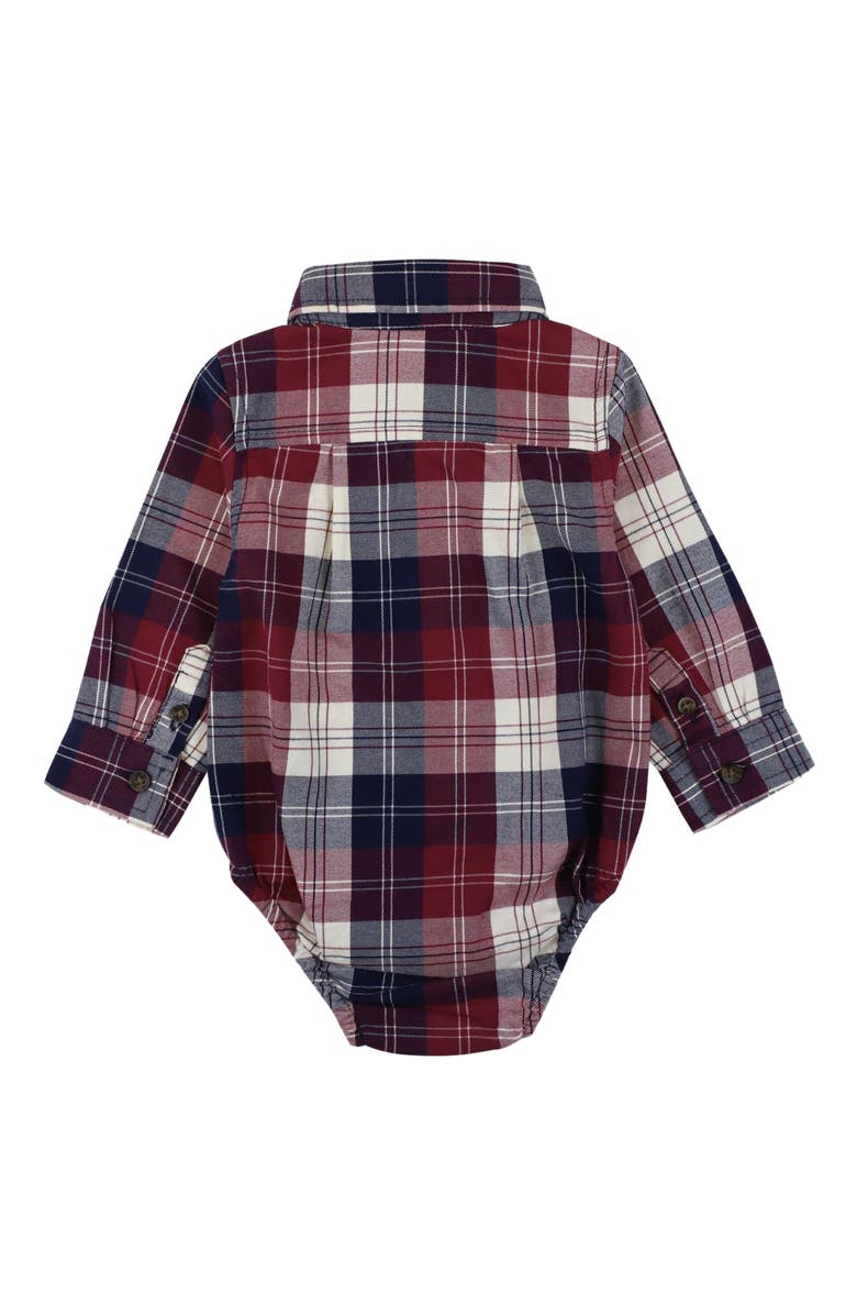 Hope & Henry Baby Organic Long Sleeve Button Down Bodysuit, Infant, Alternate, color, Berry Tartan
