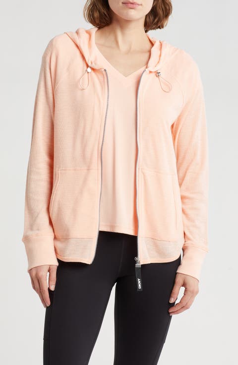 Slub Waffle Knit Zip Hoodie