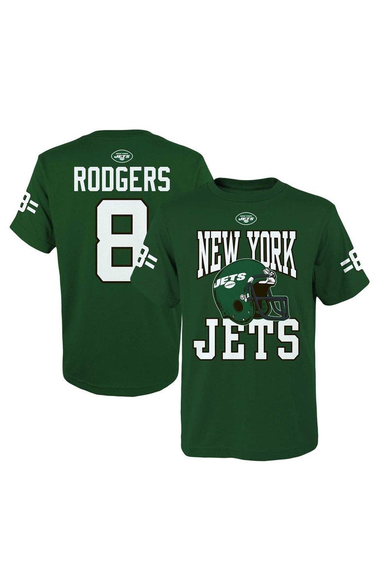 Outerstuff Youth Aaron Rodgers Green New York Jets Helmet T-Shirt, Main, color, 