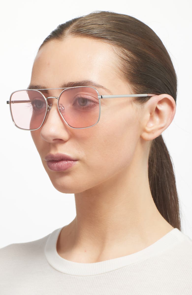 BP. Retro Aviator Sunglasses, Alternate, color, Silver- Pink