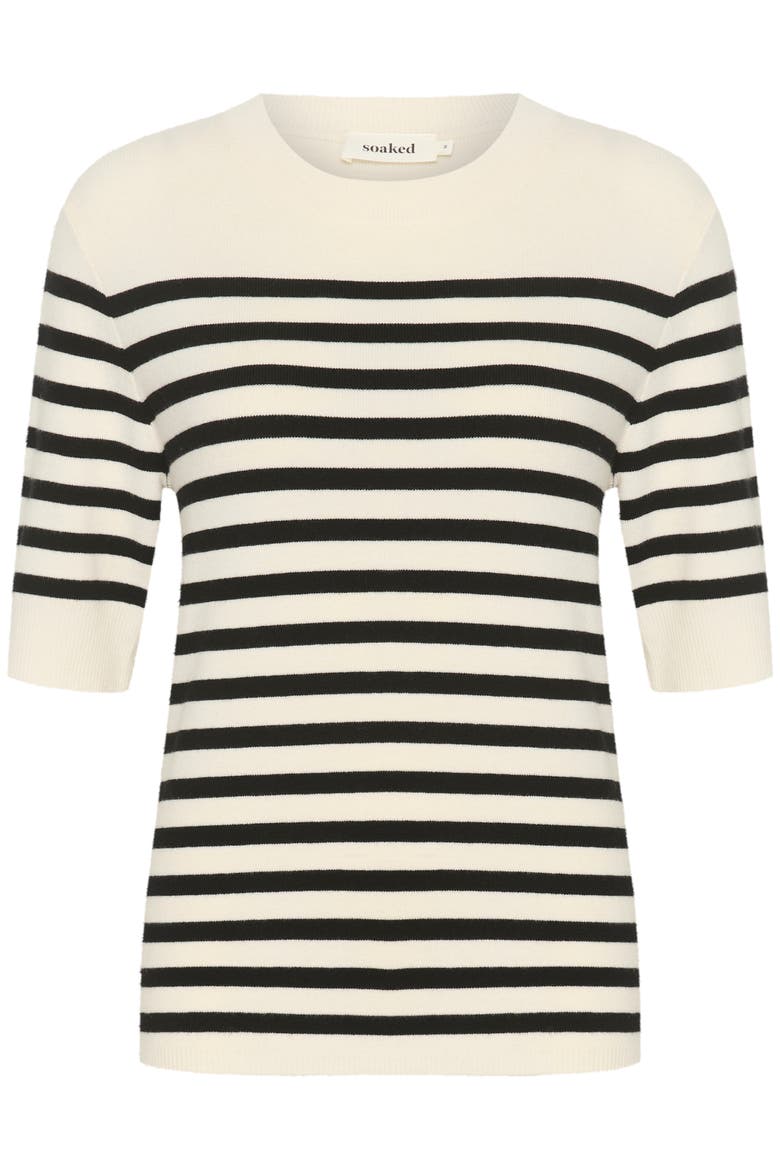 SLSpina Slim Fit Crew Neck Pullover, Alternate, color, White with Black stripe