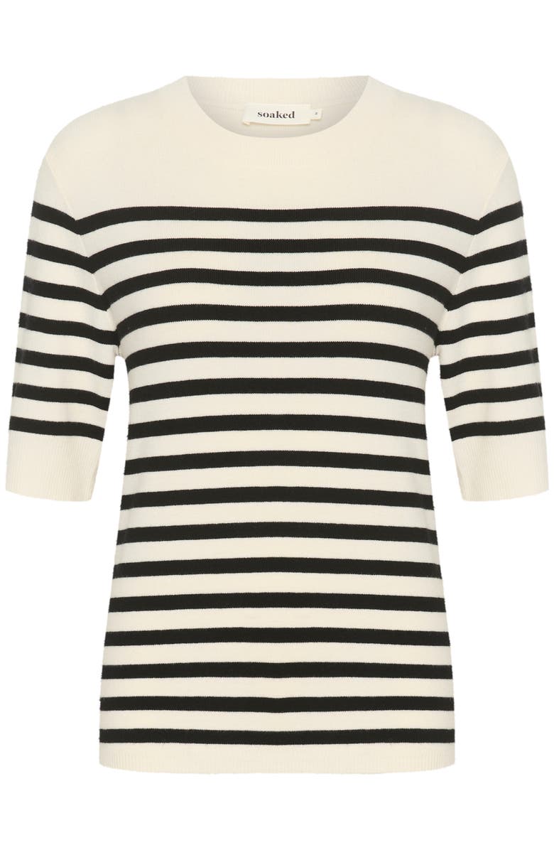 Soaked in Luxury SLSpina Slim Fit Crew Neck Pullover, Alternate, color, White With Black Stripe