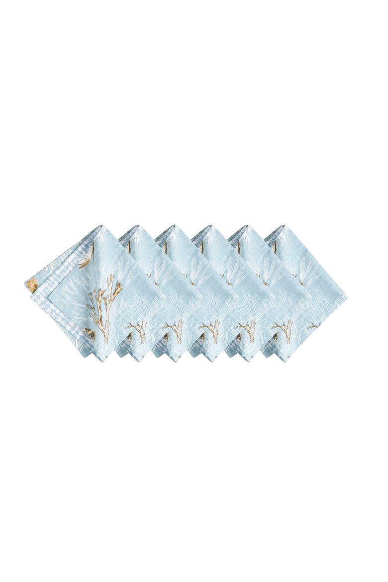 Meraki Island Reversible Blue Coastal Napkin, Set of 6, Alternate, color, Blue