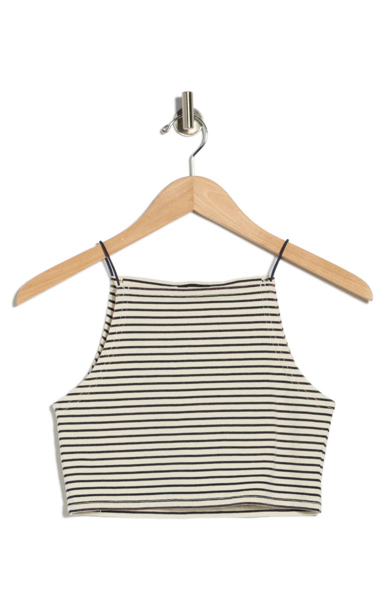 R13 Stripe Cotton Crop Tank, Main, color, Navy Ecru Narrow Stripe Blue