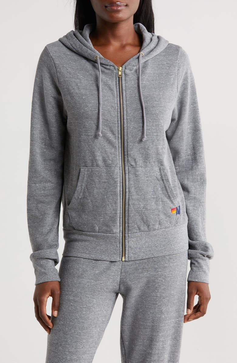 Aviator Nation Bolt Zip Hoodie, Alternate, color, Heather Grey