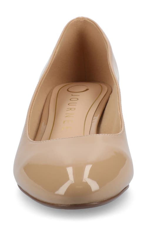 Journee Collection Saarii Block Heel Pump In Patent/beige