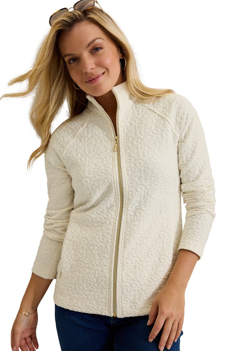 Tommy Bahama Aruba Purrfection Animal Spot Jacquard Zip-Up Jacket, Alternate, color, Coconut