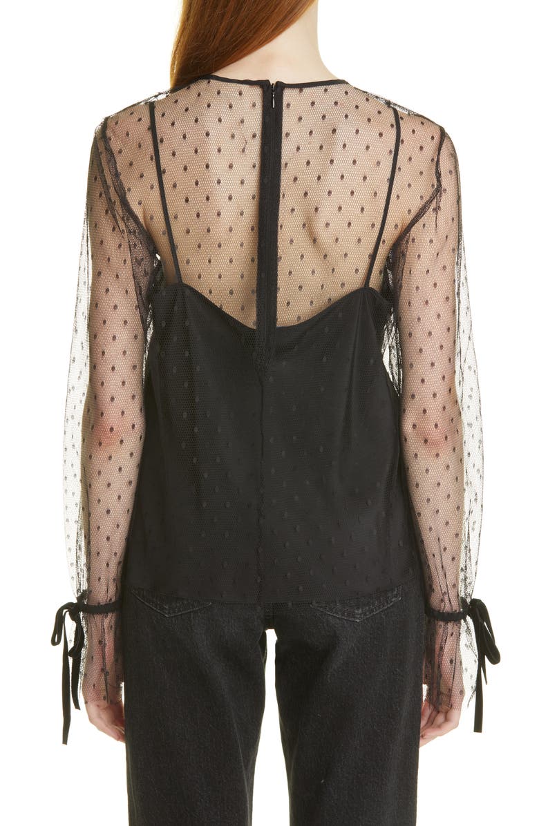 RED Valentino Front Tie Tulle Top, Alternate, color,