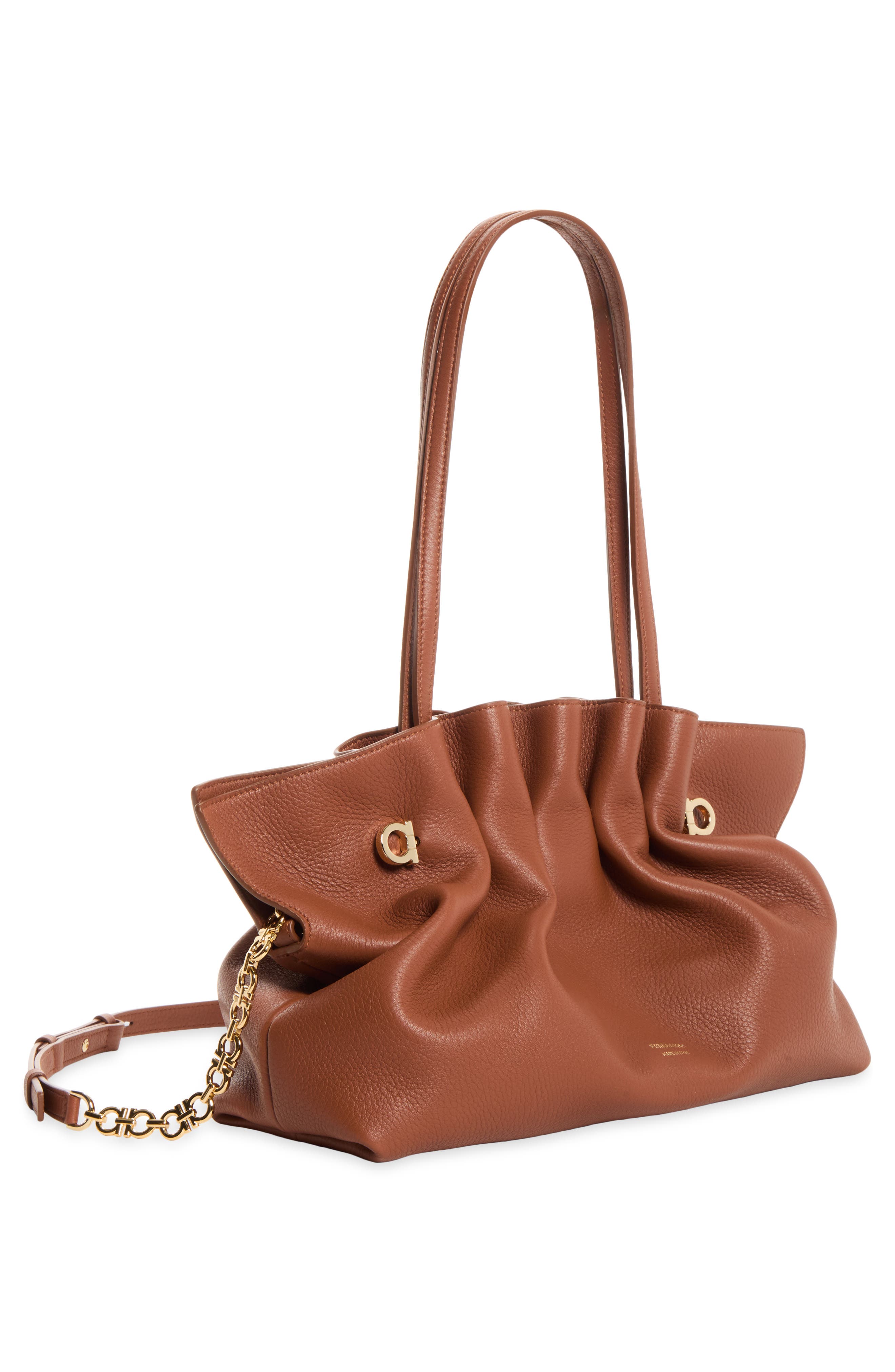 Soft Medium Leather Shoulder Bag, Alternate, color, NEW COGNAC