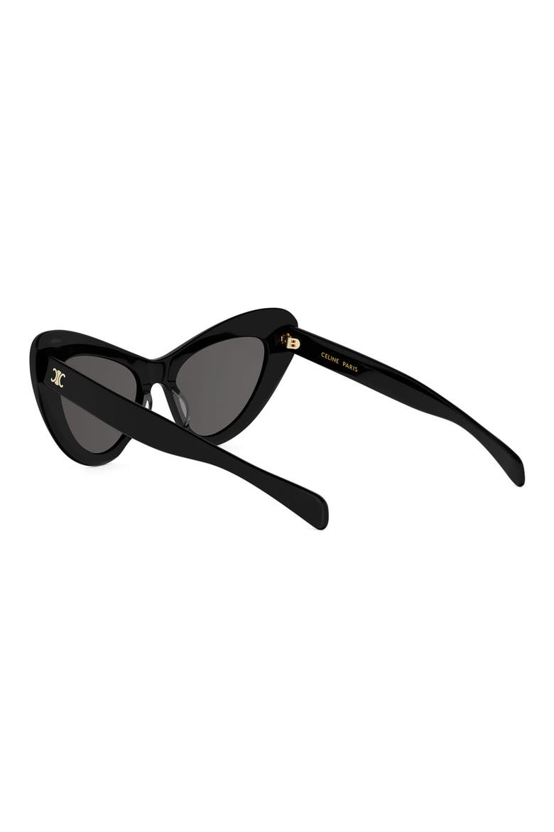 Triomphe 55mm Cat-Eye Sunglasses, Alternate, color, SHINY BLACK / SMOKE