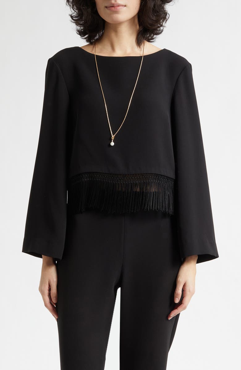 POSSE Bianca Fringe Hem Top, Main, color, Black