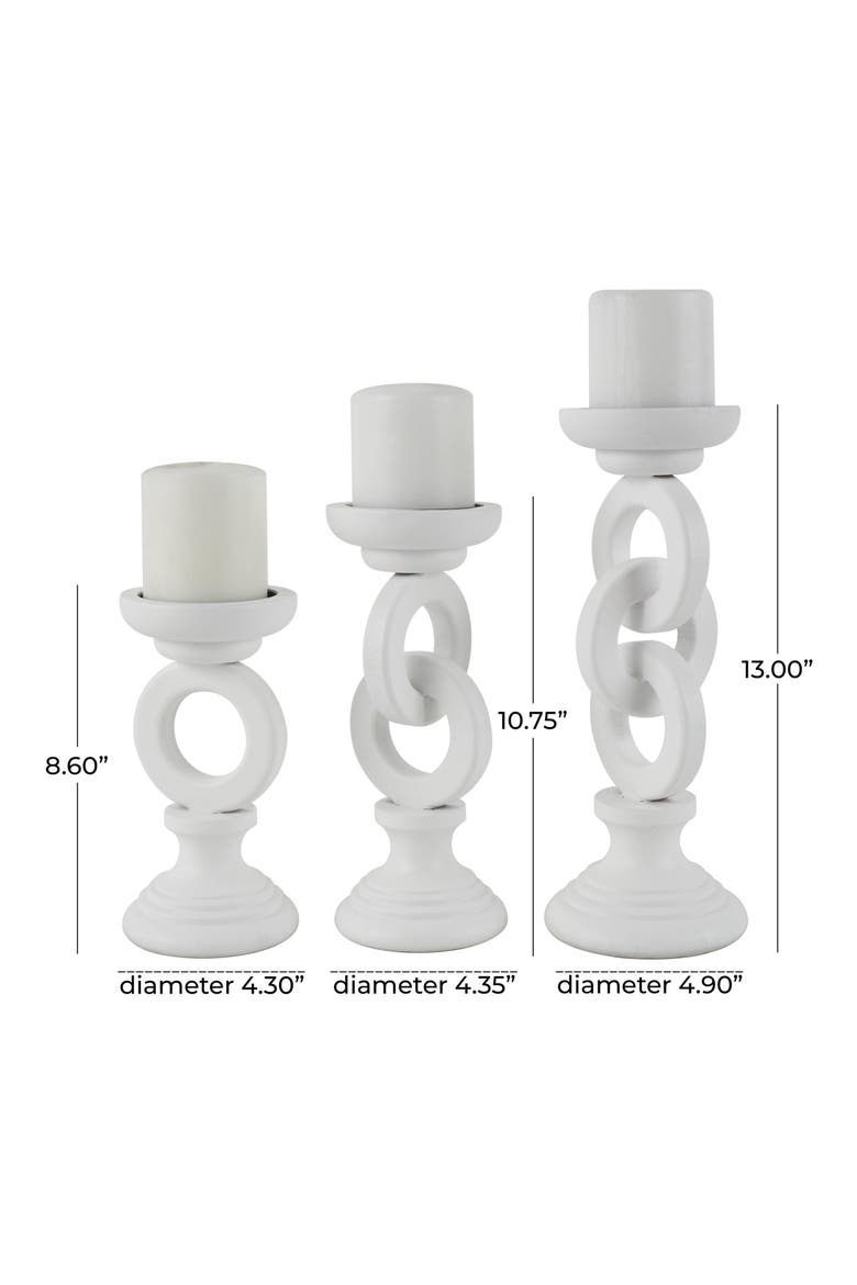 Set of 3 Candleholders, Alternate, color, WHITE