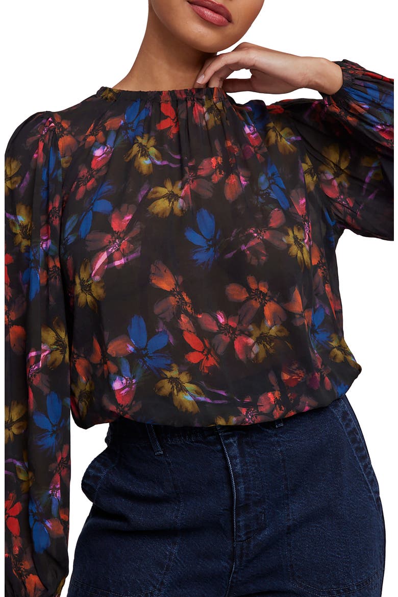 Elastic Shirred Top, Main, color, EVENING GARDEN PRINT