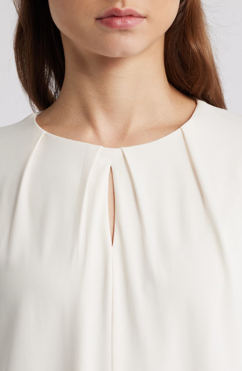 Anne Klein Pleat Neck Cap Sleeve Top, Alternate, color, White Dove