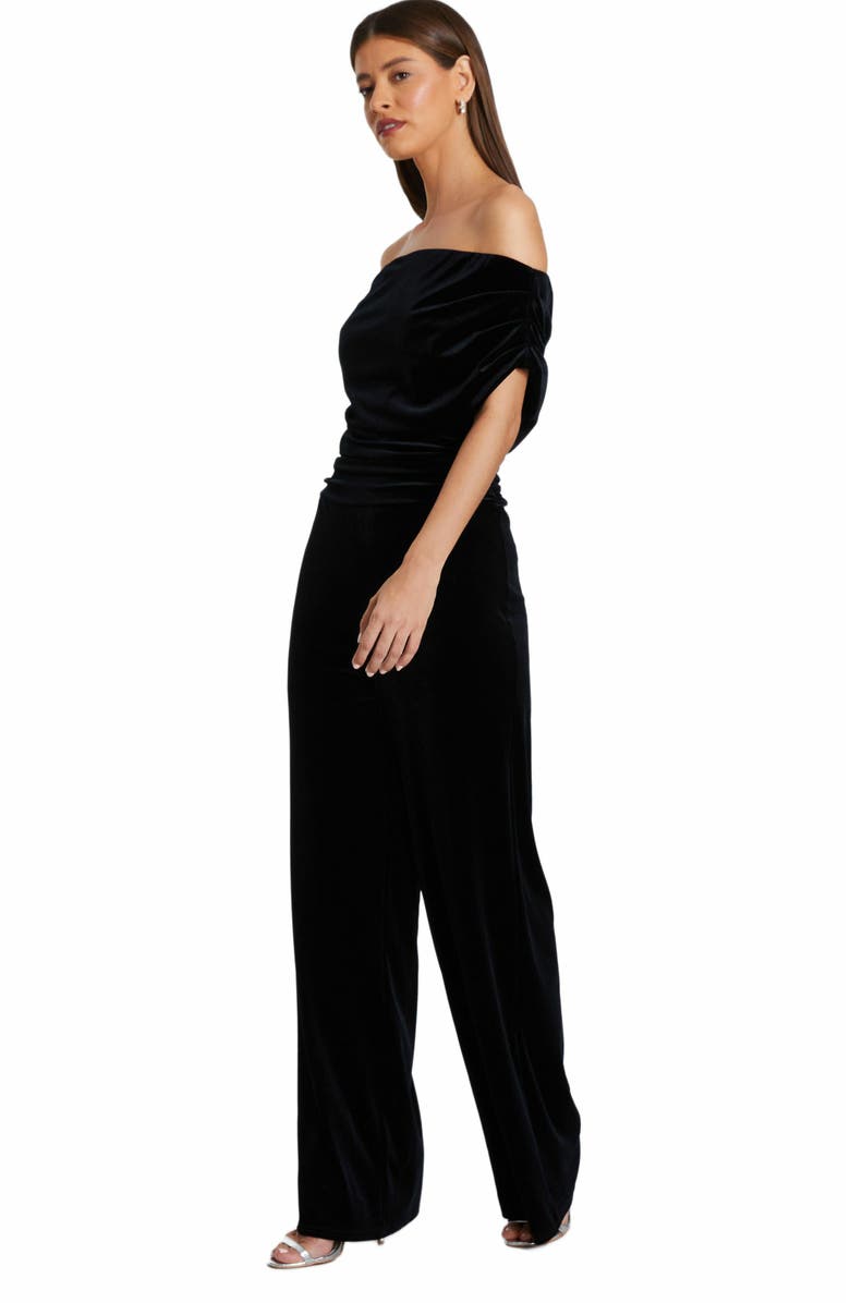QUIZ Bardot Velvet Jumpsuit, Alternate, color, 