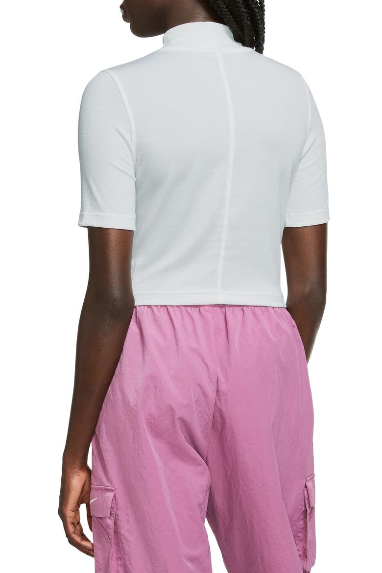 Sportswear Essential Mock Neck Crop T-Shirt, Alternate, color, WHITE/ BLACK