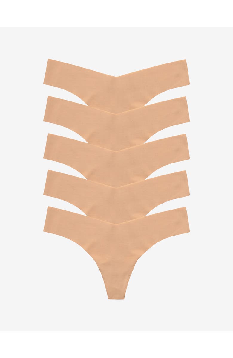 Commando Classic Solid Thong 5-Pack, Alternate, color, Black