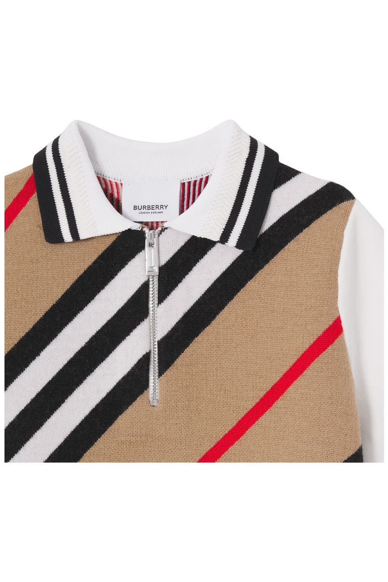 Kids' Reginald Icon Stripe Zip Polo, Alternate, color, ARCHIVE BEIGE