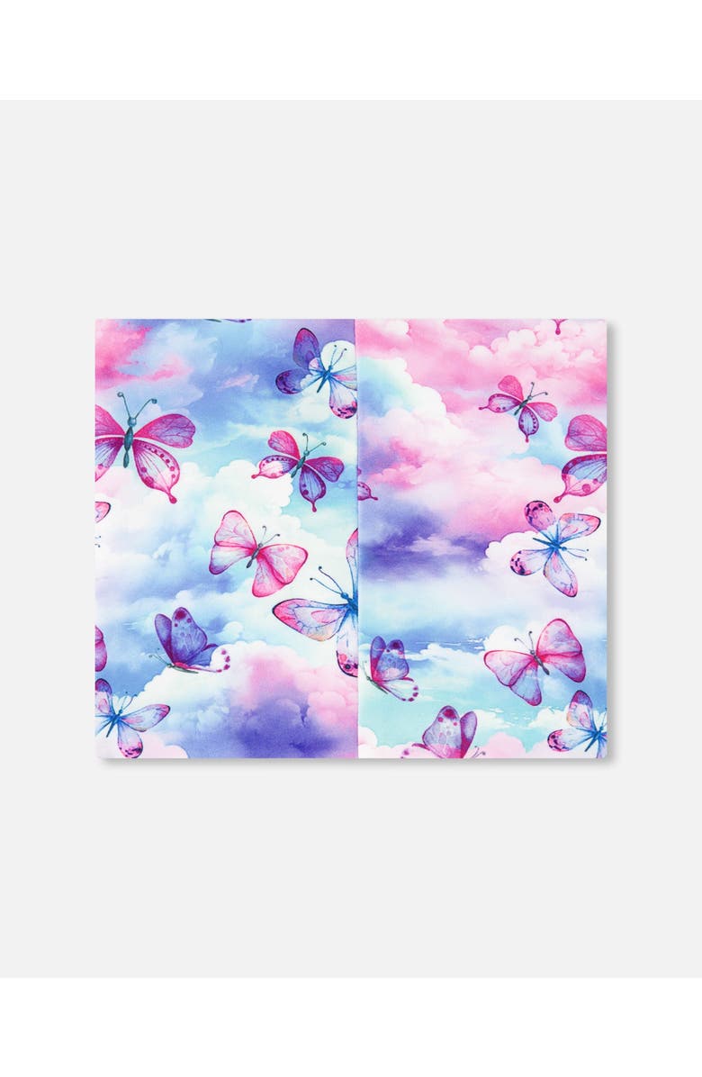Deux par Deux Baby Girl's Printed Neck Tube Butterflies On Multicolored Background, Alternate, color, 