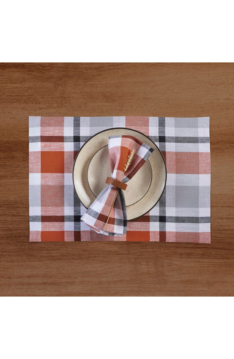 Solino Home Linen Placemats - Fall Buffalo Check, 14" x 19" Inch, Alternate, color, Cinnamon